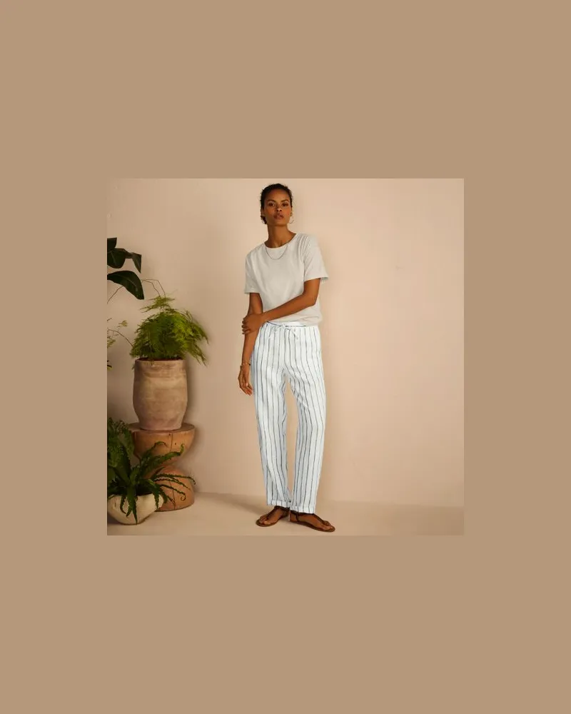 Lands' End Relaxte Leinen-Schlupfhose, Damen, Größe regular, Weiß, Leinen, by Weiß