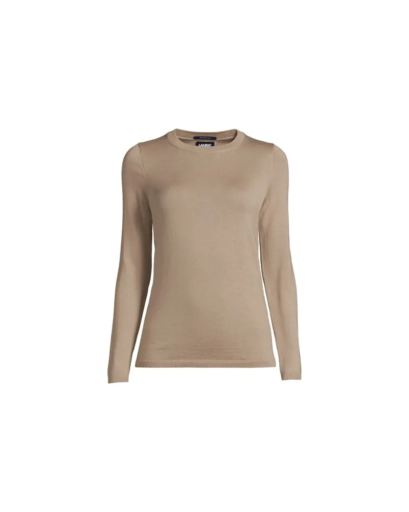 Lands' End Merinopullover mit Rundhalsausschnitt, Damen, Größe:32-34 regular, Beige, by Beige