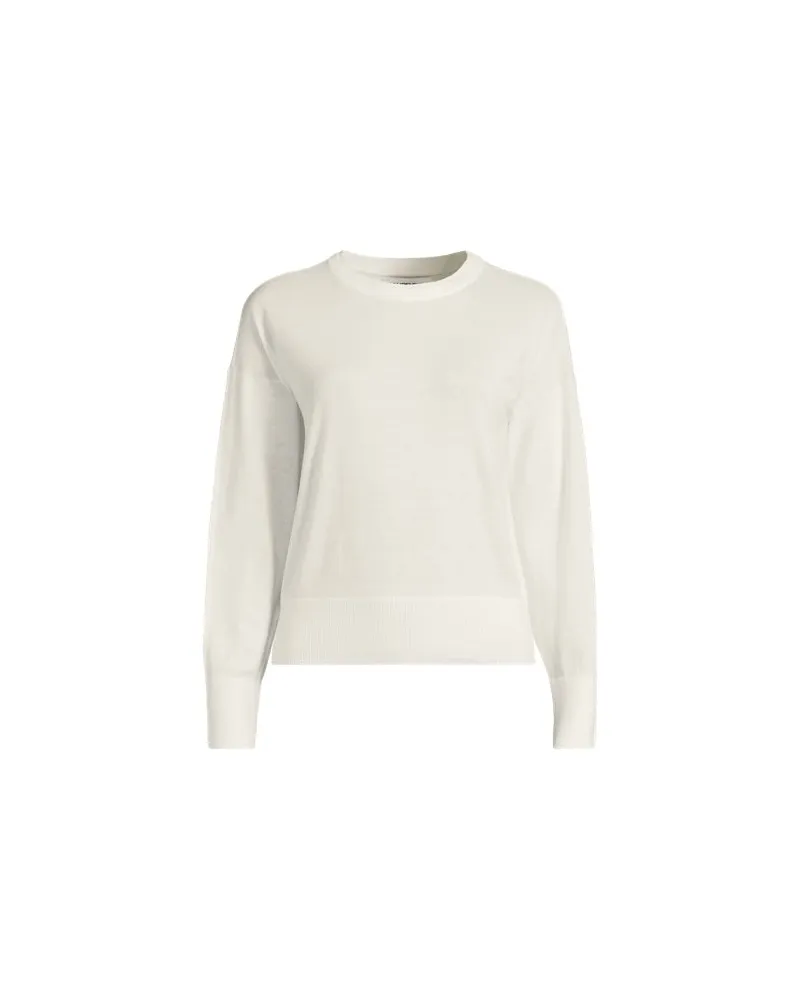 Lands' End Feinstrick-Baumwollpullover mit unterlegtem Ausschnitt, Damen, Größe plus, Weiß, Baumwolle, by Weiß