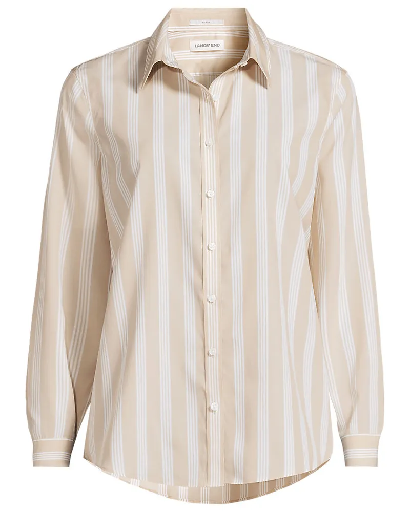 Lands' End Bügelfreie Baumwoll-Bluse, Damen, Größe plus, Beige, Baumwolle, by Beige