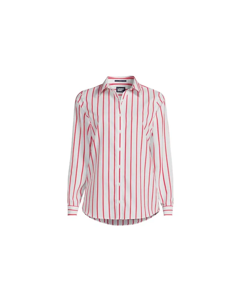 Lands' End Bügelfreie Baumwoll-Bluse, Damen, Größe regular, Rot, Baumwolle, by Rot