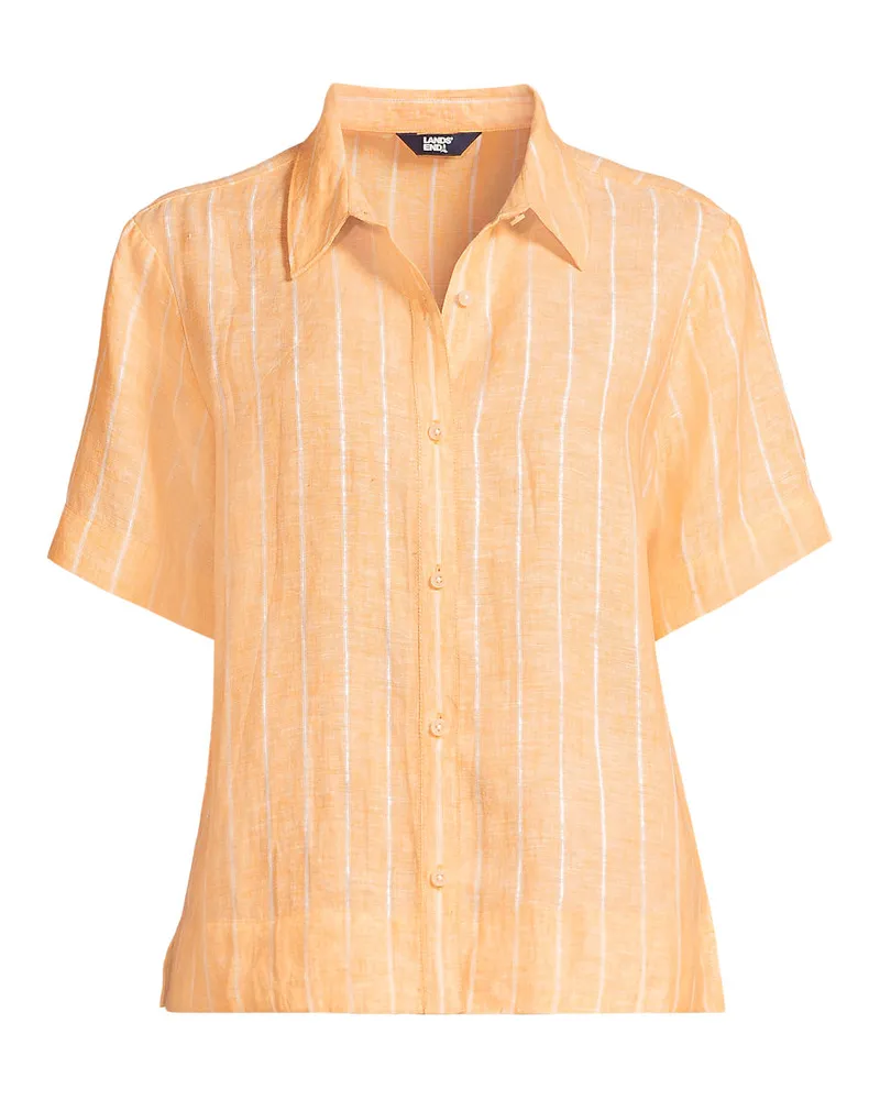 Lands' End Premium Reinleinen-Hemd mit kurzen Ärmeln, Damen, Größe regular, Orange, Leinen, by Orange