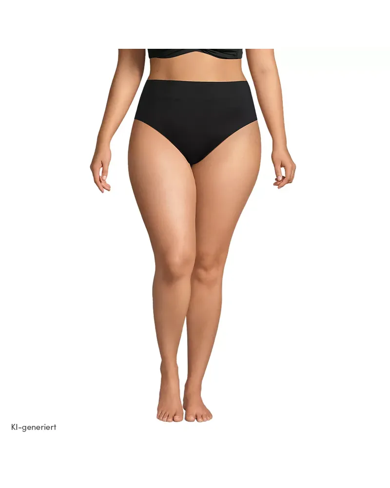 Lands' End Bikinihose mit hohem Beinausschnitt, Damen, Größe plus, Schwarz, Elasthan/Nylon-Mischung, by Schwarz
