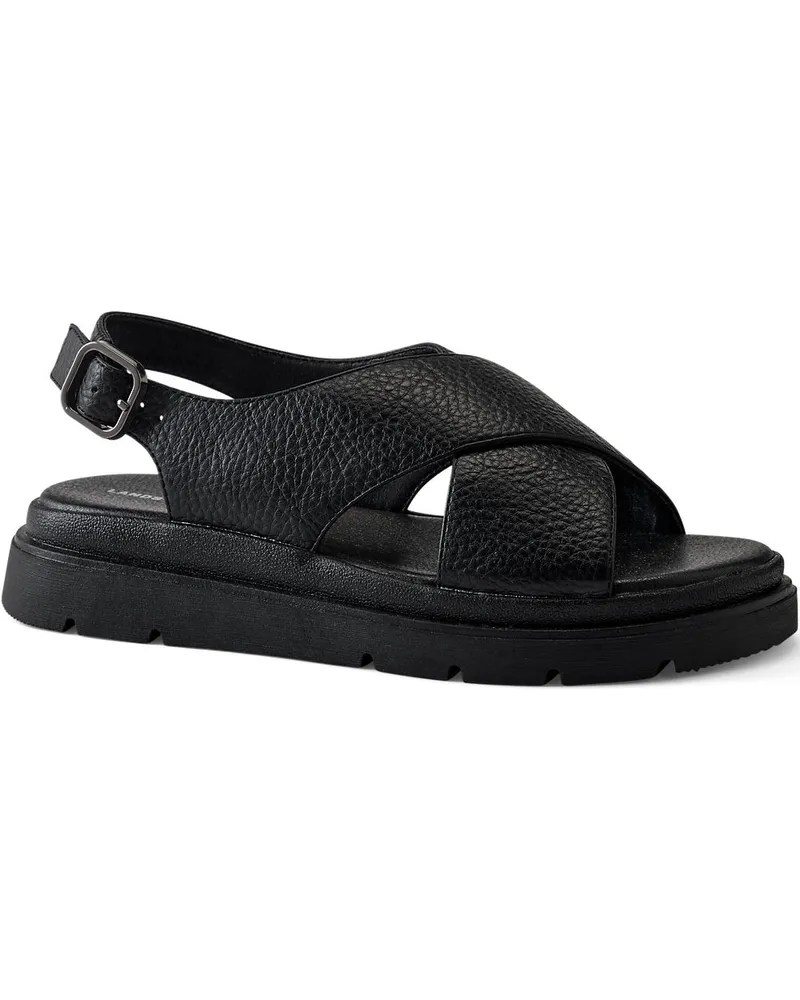 Lands' End Sandalen mit gekreuzten Riemen, Damen, Größe regular, Schwarz, Leder, by Schwarz
