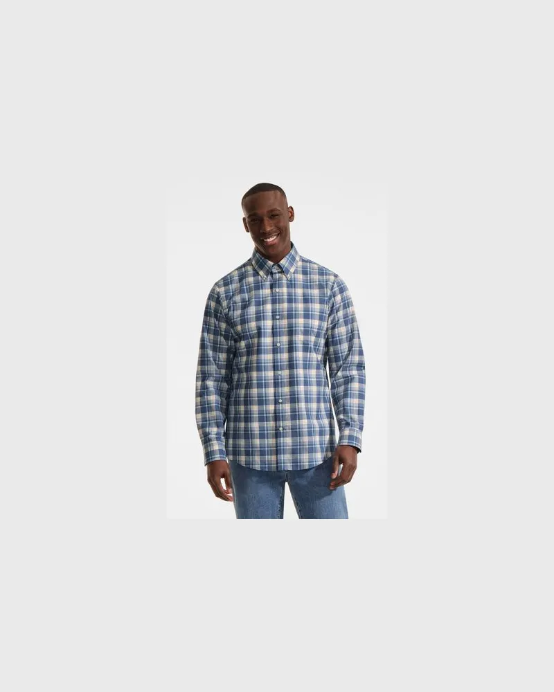 Lands' End CLASSIC FIT. Bügelfreies Twillhemd, Herren, Größe:60 regular, Blau, Baumwolle, by Blau