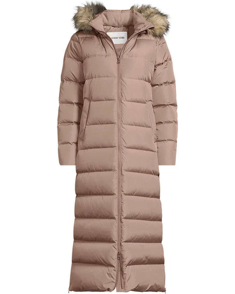 Lands' End Maxi-Daunenmantel mit Kapuze, Damen, Größe plus, Braun, Polyester, by Braun