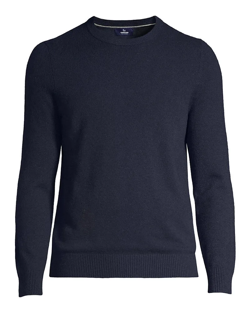 Lands' End Kaschmirpullover mit rundem Ausschnitt, Herren, Größe regular, Blau, Kaschmir, by Blau