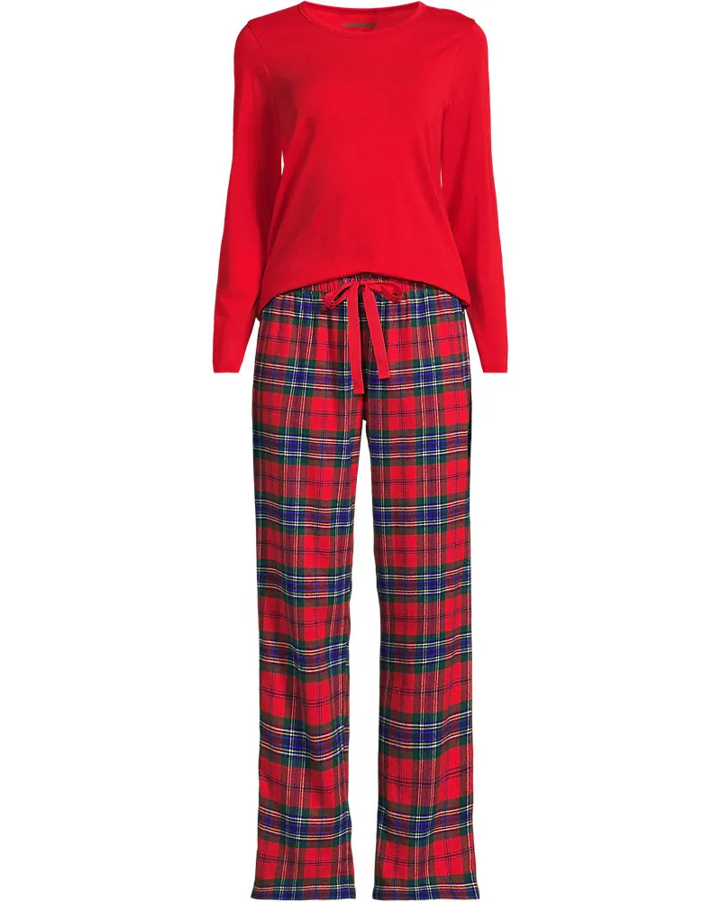 Lands' End Pyjama-Set mit Flanellhose, Damen, Größe plus, Rot, Baumwolle/Baumwoll-Mischung/Viskose-Mischung, by Rot
