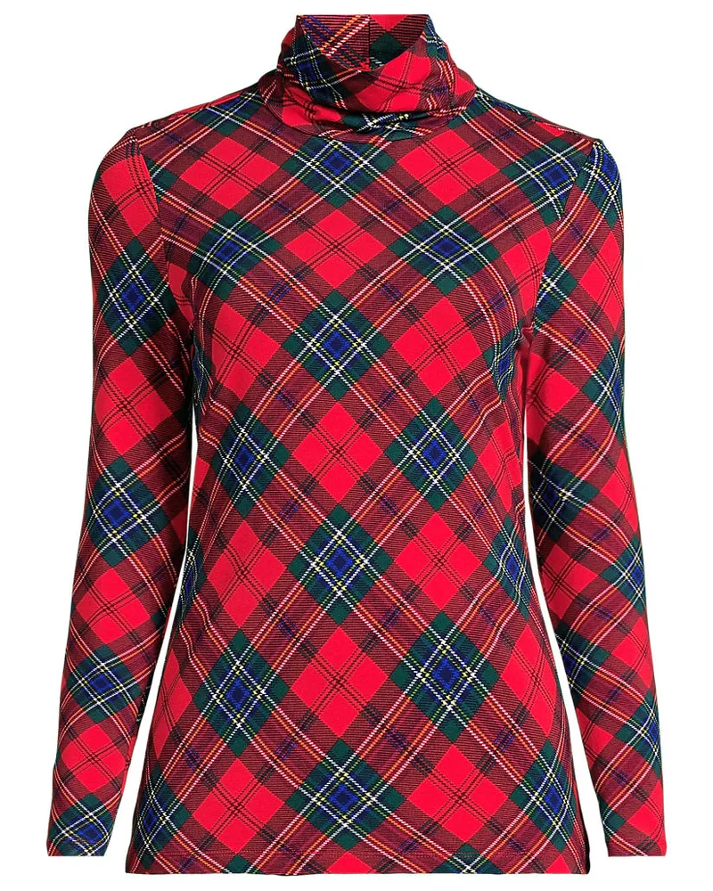 Lands' End Rollkragenshirt aus Baumwoll/Modalmix, Damen, Größe regular, Rot, Baumwolle/Elasthan/Baumwolle Modal, by Rot