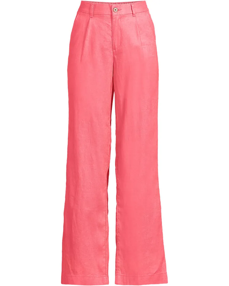 Lands' End Leinenhose High Waist mit weitem Bein, Damen, Größe regular, Pink, Leinen, by Pink