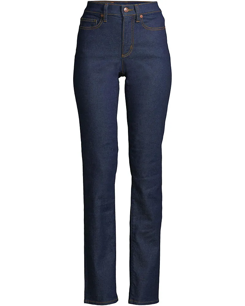Lands' End Straight Fit Recover High Waist Jeans, Damen, Größe plus, Blau, Baumwoll-Mischung, by Blau