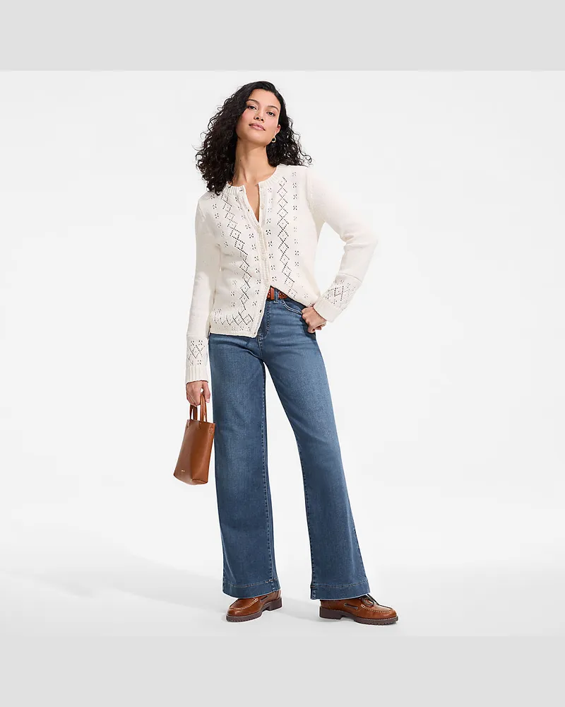 Lands' End All-Day CoolMax Jeans Mid Waist mit weitem Bein, Damen, Größe regular, Blau, by Blau