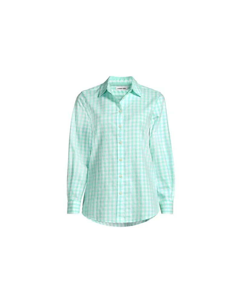 Lands' End Lange leichte Flanellbluse, Damen, Größe petite, Blau, by Blau