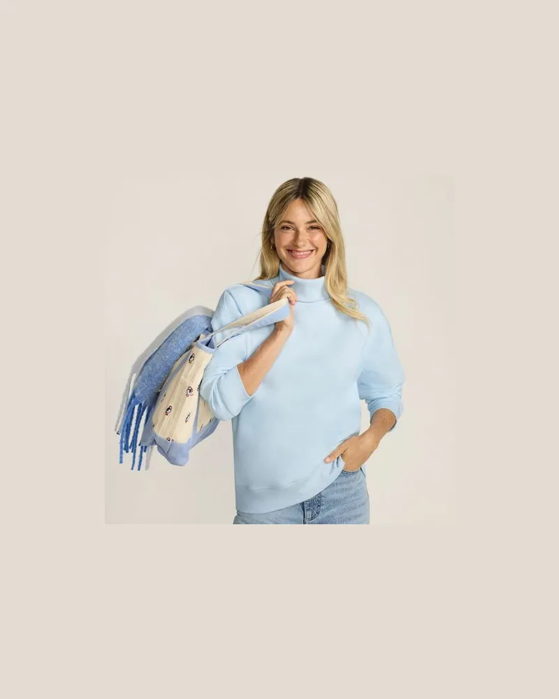 Lands' End Serious Sweats Rollkragenpullover, Damen, Größe regular, Blau, Baumwoll-Mischung/Polyester-Mischung, by Blau