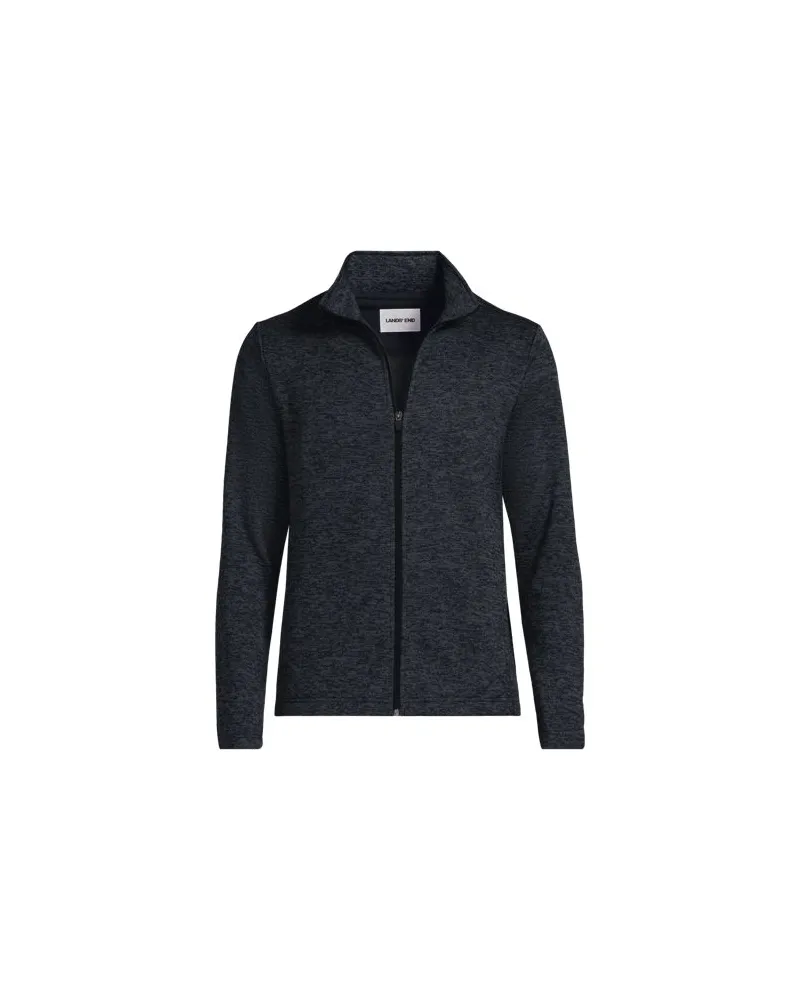 Lands' End Strickfleece-Jacke mit Reißverschluss, Herren, Größe regular, Schwarz, Polyester, by Schwarz