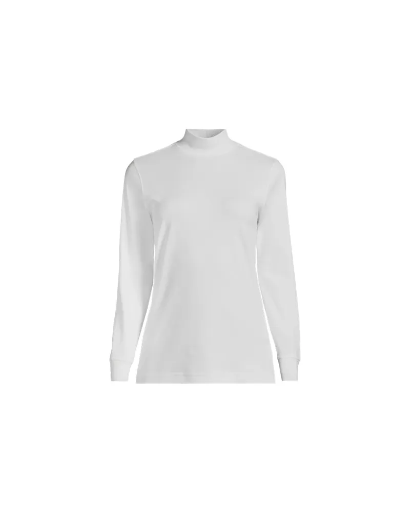 Lands' End Baumwoll-Stehkragenshirt, Damen, Größe:40-42 regular, Weiß, Baumwolle, by Weiß