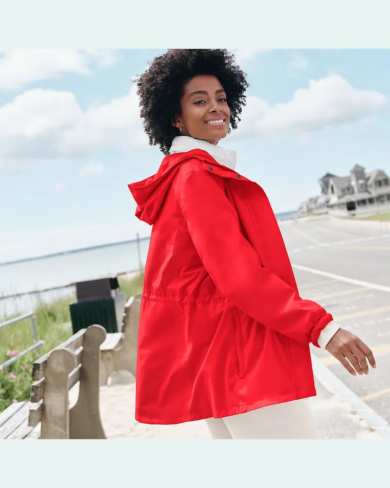 Lands' End Wasserdichte Regenjacke SQUALL mit Packfach, Damen, Größe regular, Rot, Polyester, by Rot