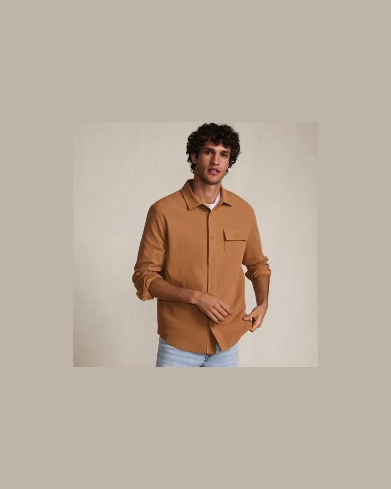 Lands' End Jerseyhemd mit Struktur, Herren, Größe:56-58 regular, Braun, Elasthan/Baumwoll-Mischung/Polyester-Mischung, by Braun