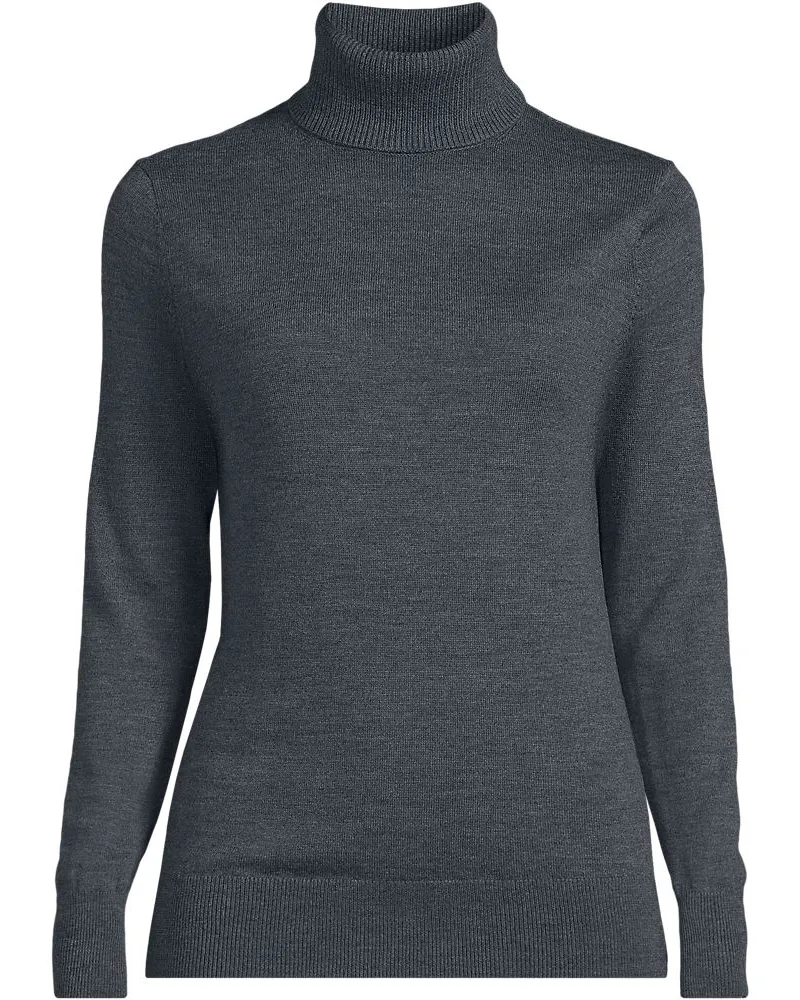 Lands' End Merino-Rollkragenpullover, Damen, Größe regular, Grau, Wolle, by Grau