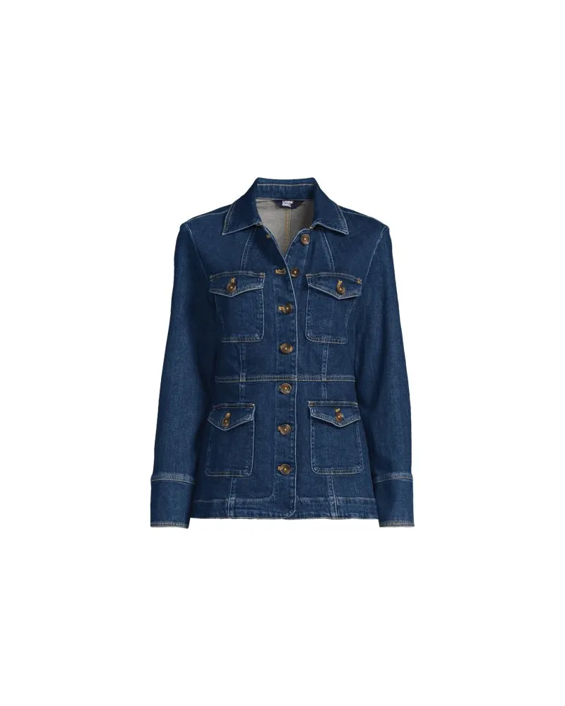 Lands' End Soft Denim Utility-Jacke, Damen, Größe plus, Blau, Elasthan/Baumwoll-Mischung, by Blau