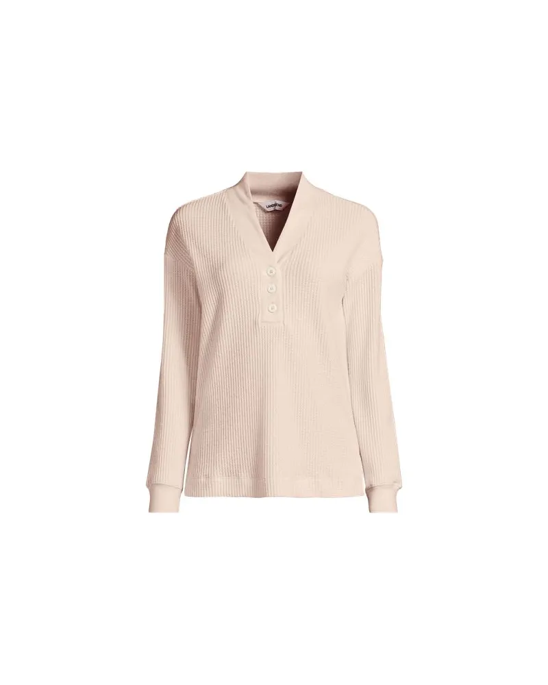 Lands' End Waffelstrick-Henleyshirt, Damen, Größe:40-42 regular, Pink, Baumwoll-Mischung/Polyester-Mischung, by Pink