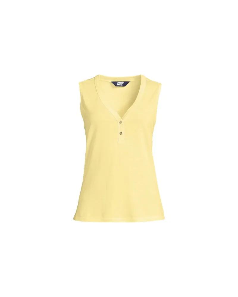 Lands' End Top aus Leinenmix, Damen, Größe plus, Gelb, Baumwolle/Leinen/Baumwoll-Mischung, by Gelb
