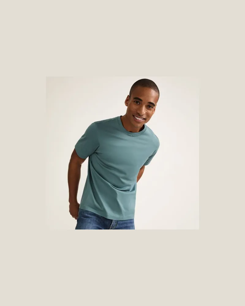 Lands' End Supima Kurzarm-Shirt mit Rundhalsausschnitt, Herren, Größe:60 regular, Grün, Baumwolle, by Grün