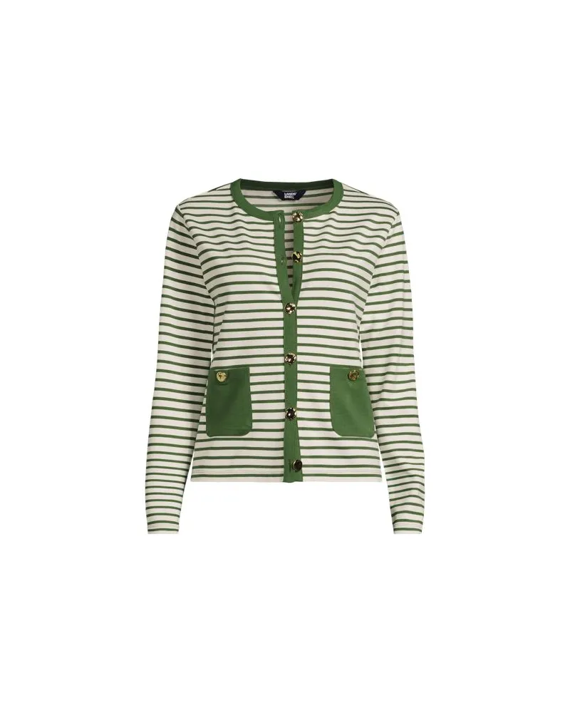 Lands' End Feinstrick-Cardigan, Damen, Größe:40-42 regular, Grün, Polyester/Viskose/Polyester-Mischung, by Grün
