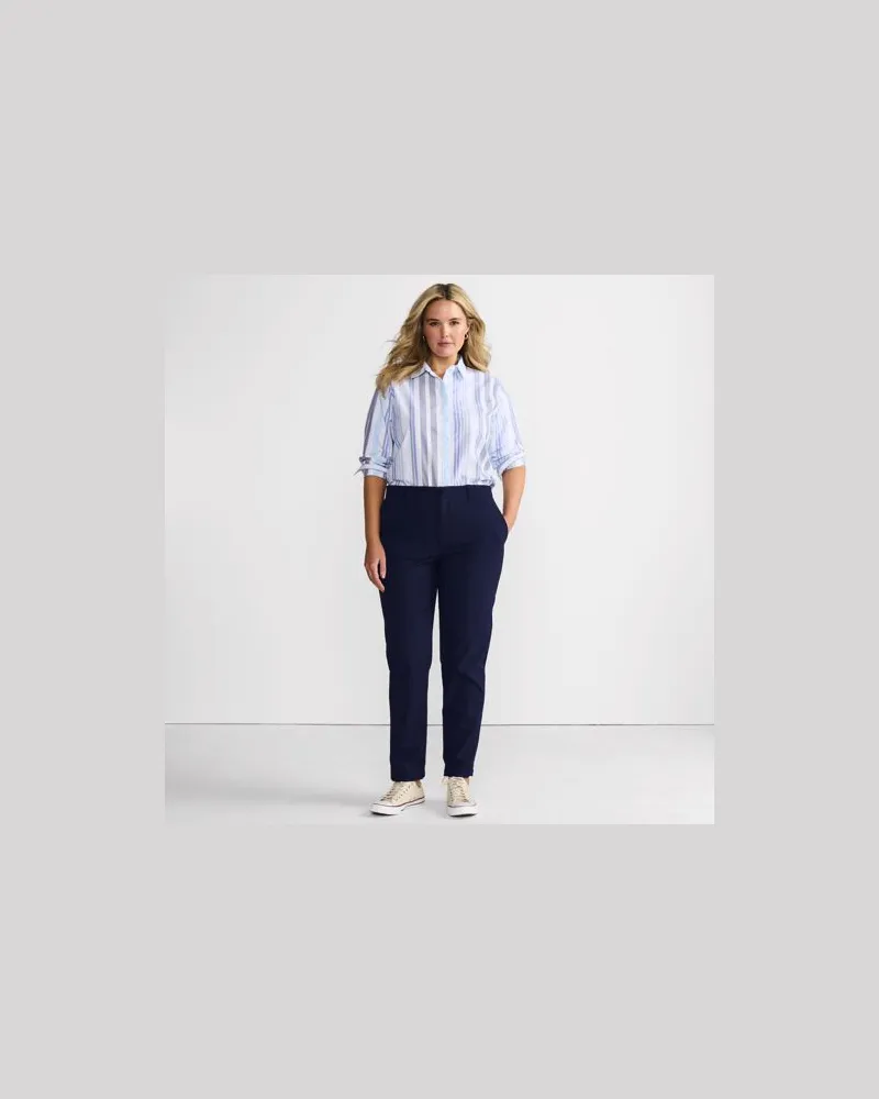 Lands' End 7/8-Chinos mit geradem Bein Mid Waist, Damen, Größe plus, Blau, by Blau