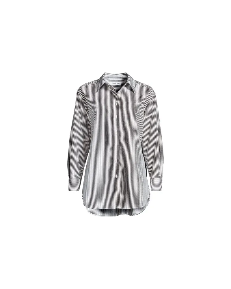 Lands' End Lange weite Bügelfrei-Bluse, Damen, Größe regular, Braun, Baumwolle, by Braun