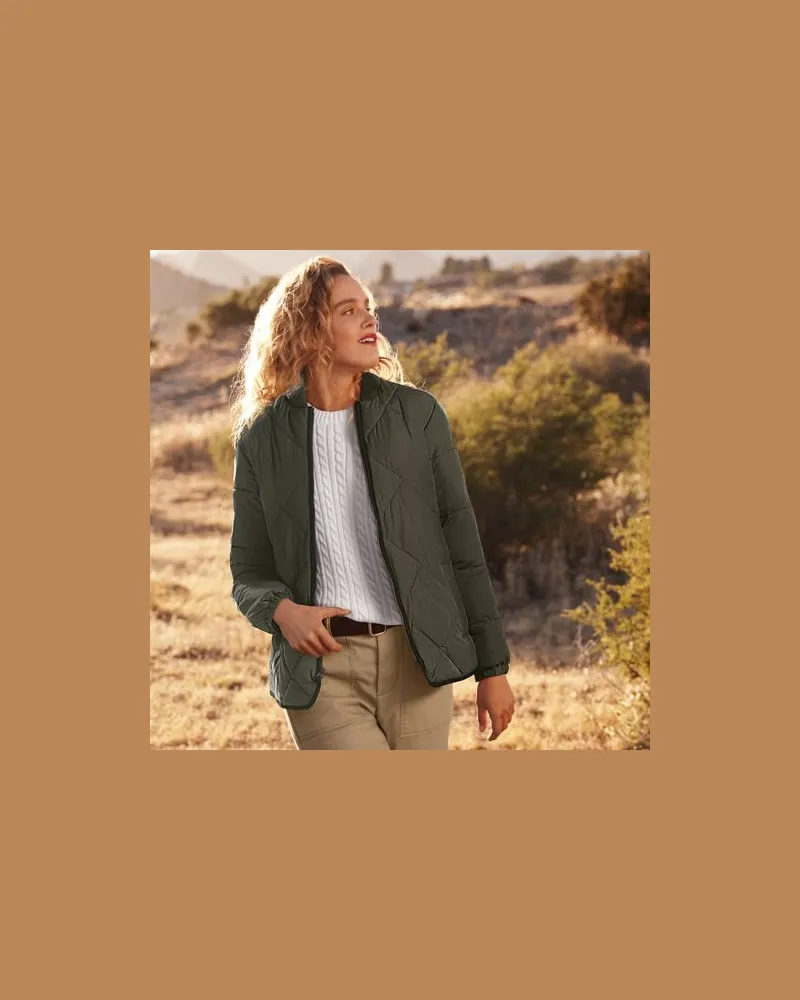 Lands' End Isolierte Steppjacke THERMOPLUME, Damen, Größe plus, Grün, by Grün