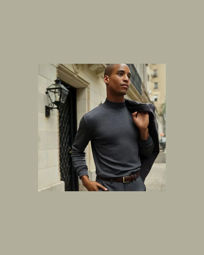 Lands' End Supima Stehbundshirt, Classic Fit, Herren, Größe:48-50 regular, Schwarz, Baumwolle, by Schwarz