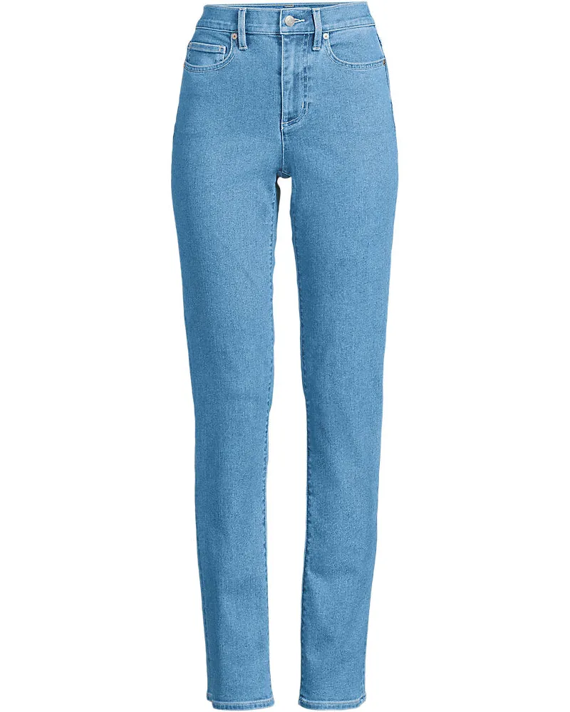 Lands' End Straight Fit Recover High Waist Jeans, Damen, Größe regular, Blau, Baumwoll-Mischung, by Blau