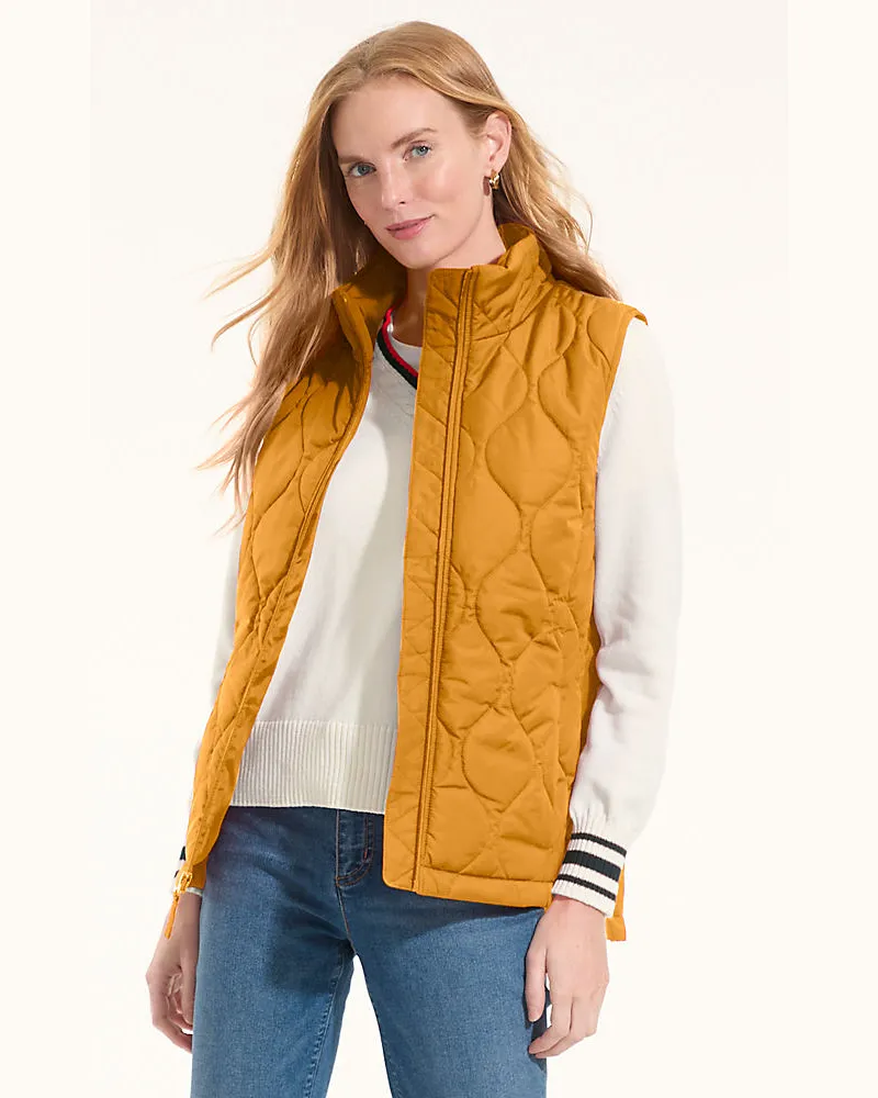 Lands' End Isolierte FeatherFree Steppweste, Damen, Größe petite, Gelb, Polyester, by Gelb