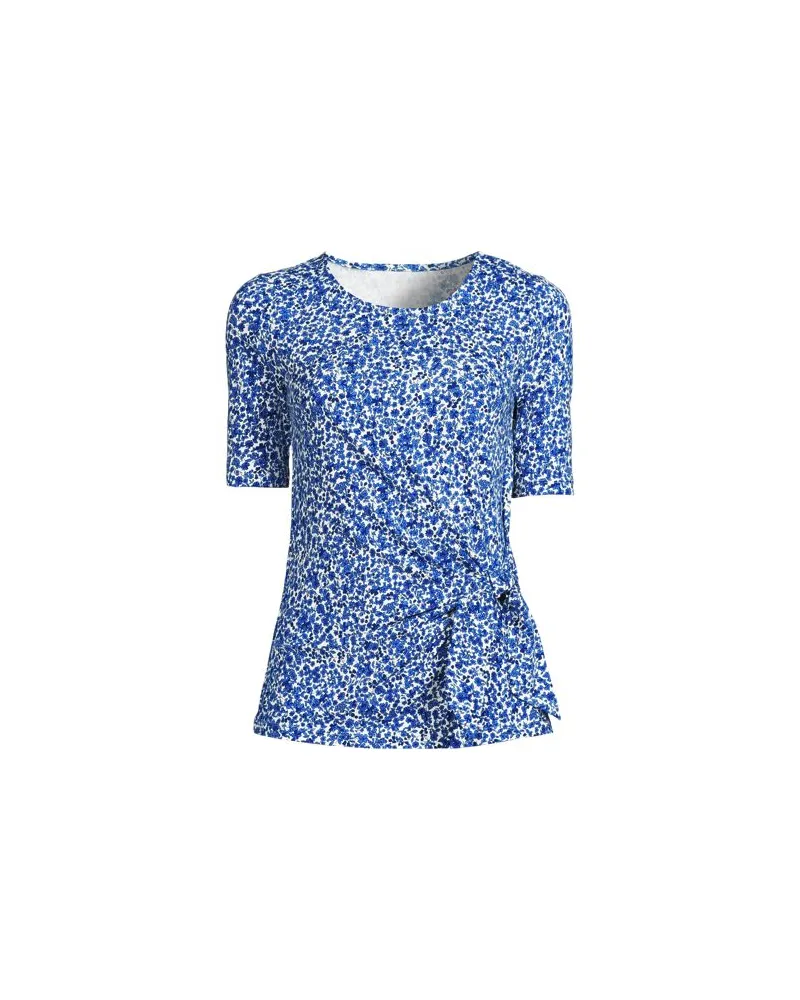 Lands' End Baumwolle/Modal-Shirt mit Bindeschleife, Damen, Größe regular, Weiß, Baumwolle Modal, by Weiß