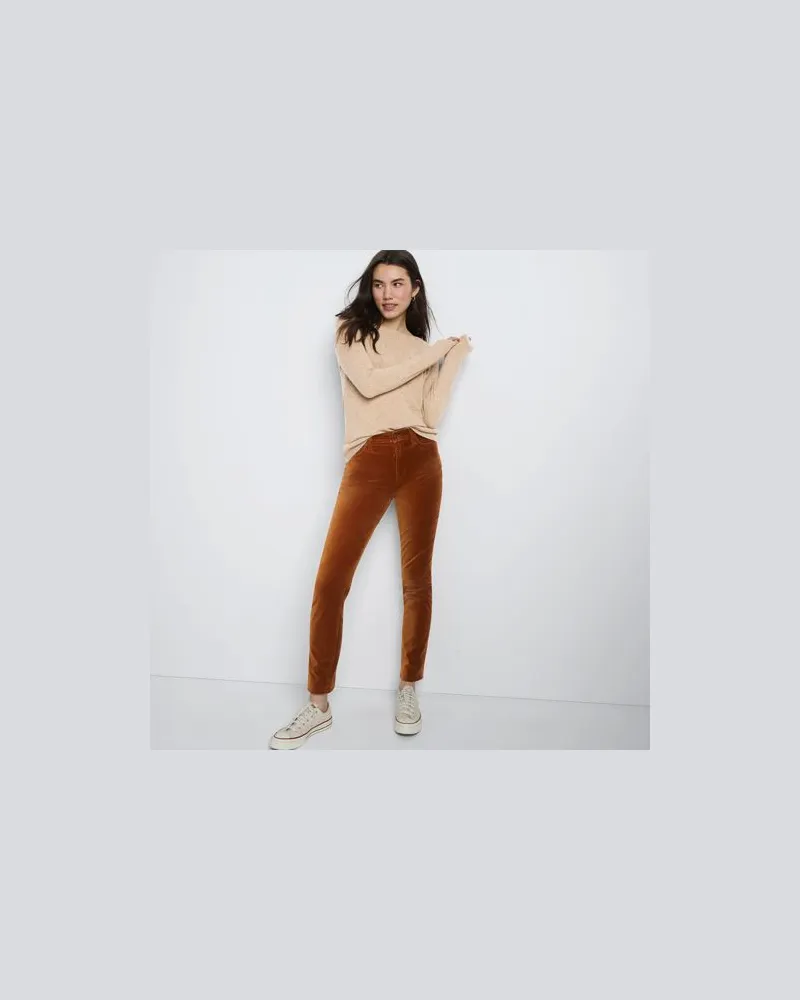 Lands' End Slim Fit Samthose High Waist, Damen, Größe:34 regular, Braun, Baumwoll-Mischung, by Braun
