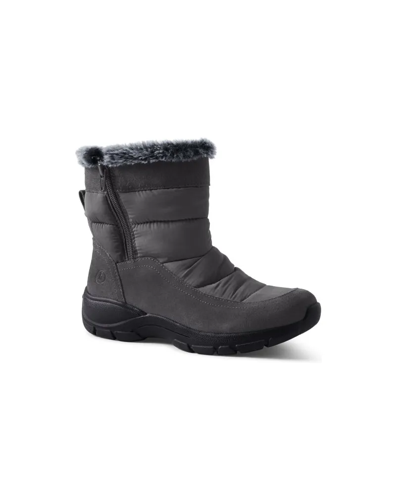 Lands' End Halbhohe, isolierte Schneestiefel, Damen, Größe regular, Grau, Polyester/Nylon/Gummi, by Grau