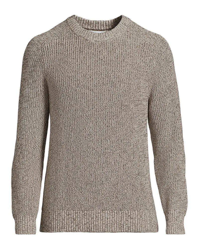 Lands' End Melierter Rundhalspullover DRIFTER, Herren, Größe regular, Braun, Baumwolle, by Braun