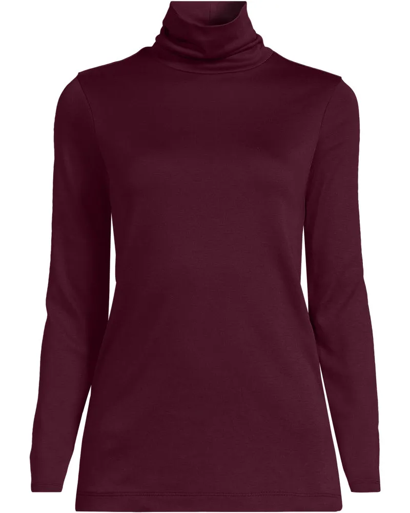 Lands' End Rollkragenshirt aus Supima, Damen, Größe petite, Rot, Baumwolle, by Rot