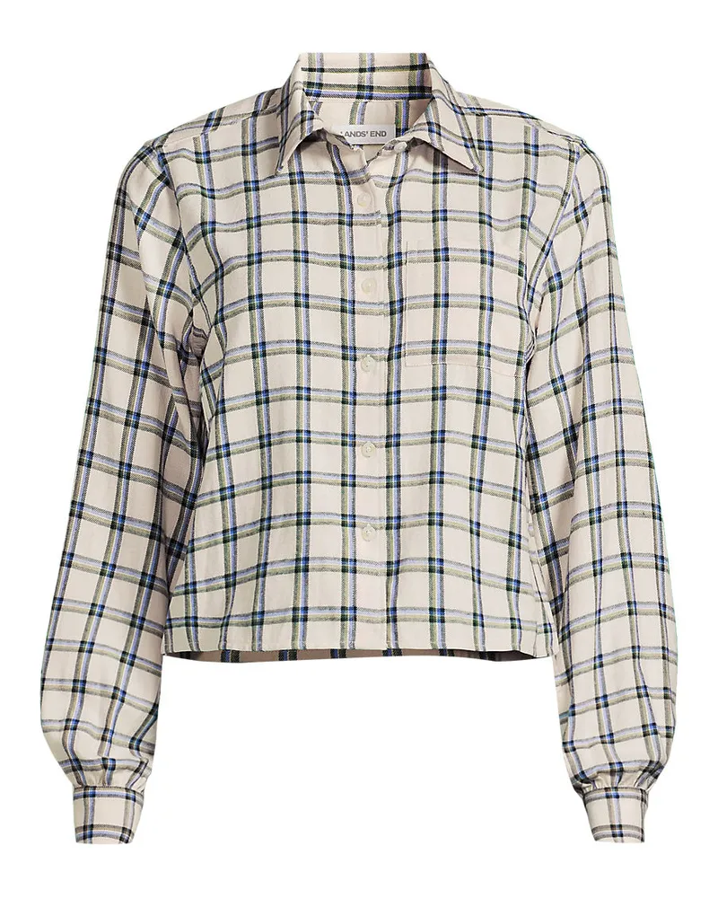 Lands' End VerkÃ¼rzte Flanellbluse, Damen, GrÃ¶ÃŸe plus, WeiÃŸ, Baumwolle, by Weiãÿ