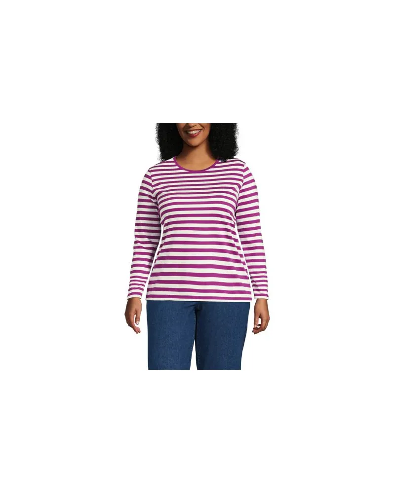 Lands' End Supima-Shirt, Langarm, Damen, Größe plus, Pink, Baumwolle, by Pink