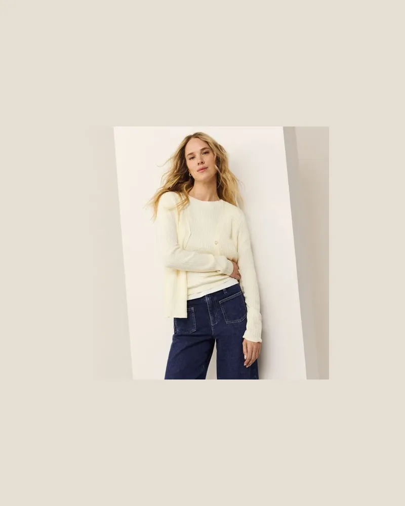Lands' End Ärmelloser Zopfmusterpullover, Damen, Größe:44-46 regular, Weiß, Baumwolle, by Weiß