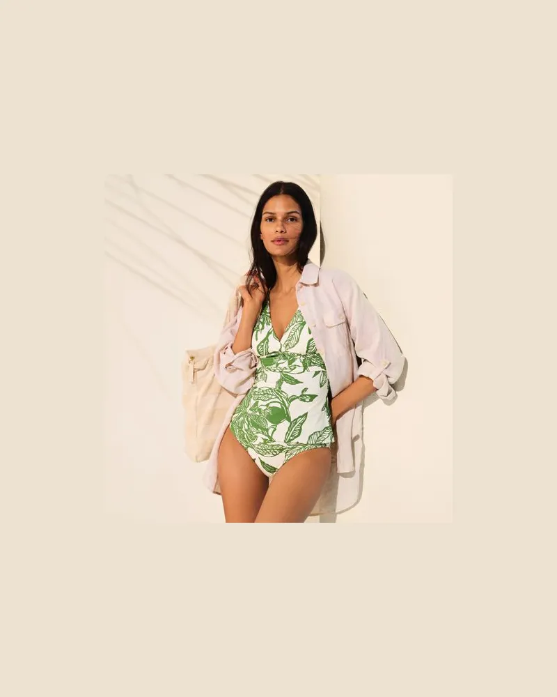 Lands' End Tankinitop mit V-Ausschnitt in D-Cup, Damen, Größe regular, Weiß, Nylon-Mischung, by Weiß