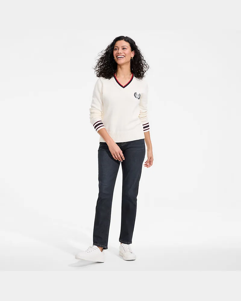 Lands' End All-Day CoolMax Straight Fit Jeans Mid Waist, Damen, Größe regular, Blau, by Blau