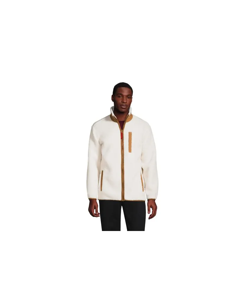 Lands' End Sherpa-Fleecejacke, Herren, Größe:52-54 regular, Weiß, Polyester, by Weiß