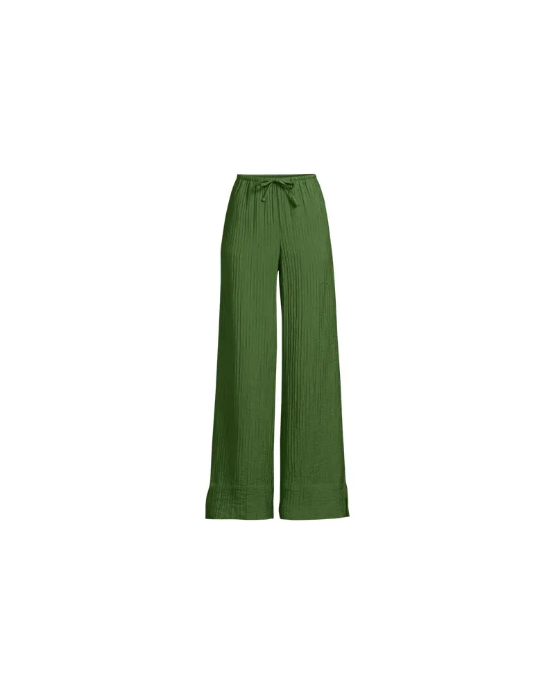 Lands' End Weite Crinkle-Hose, Damen, Größe regular, Grün, Nylon/Viskose, by Grün