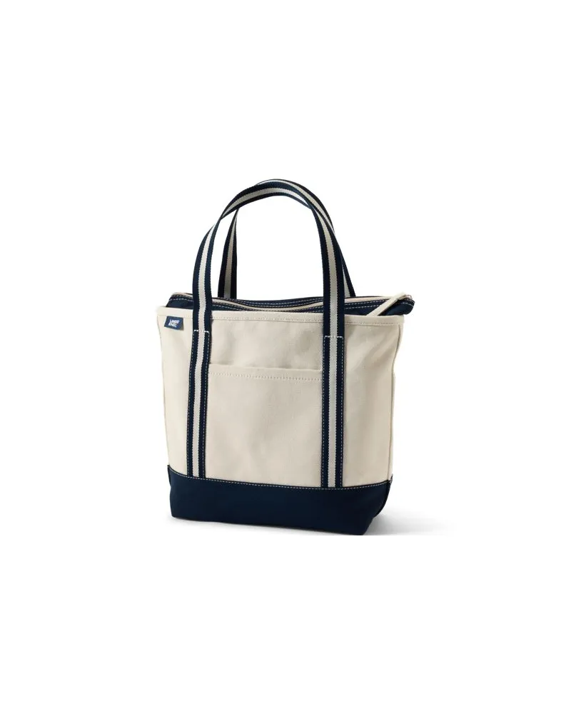 Lands' End Mittelgroße Canvastasche mit Reißverschluss, Damen, Größe:null regular, Weiß, Baumwolle, by Weiß