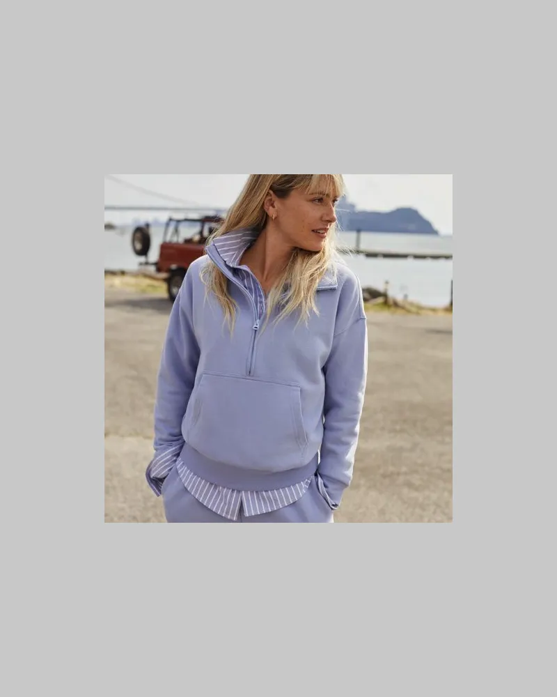 Lands' End Sweatshirt SERIOUS SWEATS mit Reißverschluss, Damen, Größe:40-42 regular, Blau, Baumwoll-Mischung/Polyester-Mischung, by Blau