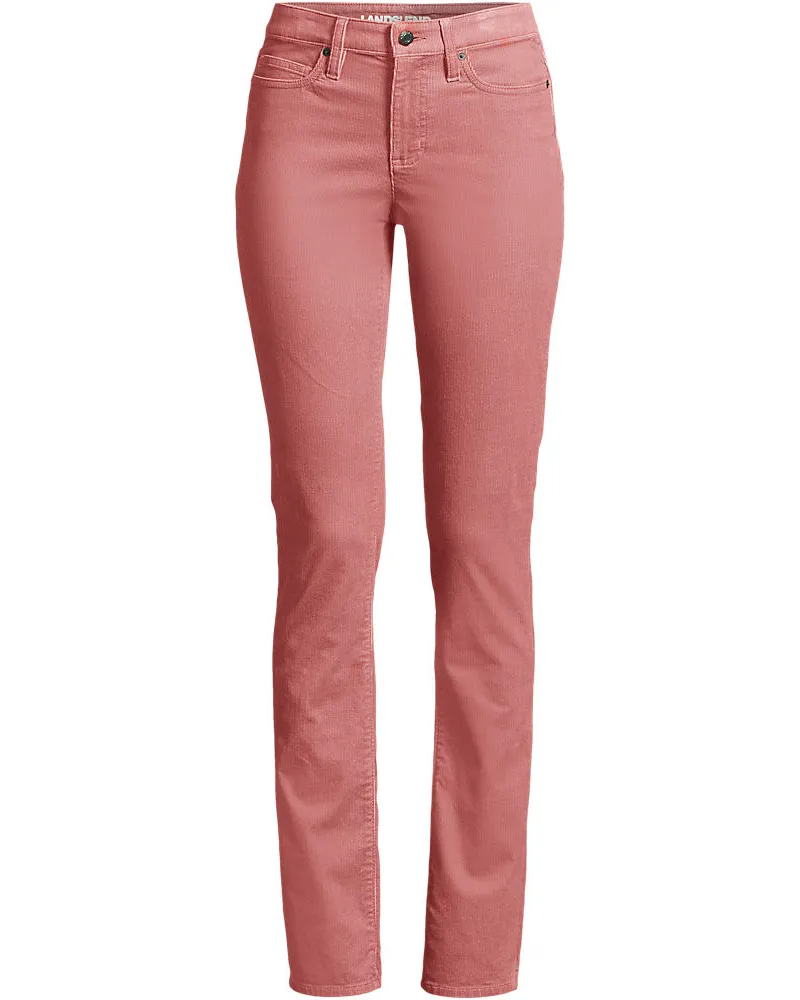 Lands' End Straight Fit Cordhose Mid Waist, Damen, Größe regular, Rot, Baumwoll-Mischung, by Rot