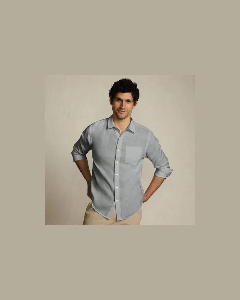 Lands' End Premium Reinleinen-Hemd, Lang-Größe, Herren, Größe tall, Grün, Leinen, by Grün